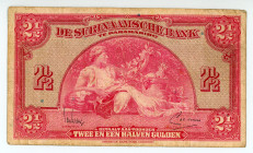 Suriname
Surinaamsche Bank
2 1/2 Gulden, 1st January 1942
S/N 297743
Signatures of G.C.F. Schoch and S.J. Baukema
Printer: ABNC
Pick 87b

Good fine.

...