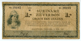 Suriname
Government of Suriname (Silver voucher)
1 Gulden, 30th April 1942
S/N 29185
Signatures of Johannes Coenraad Kielstra and F.E. Bruyning
Printe...