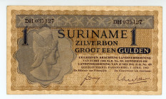Suriname
Government of Suriname (Silver voucher)
1 Gulden, 1st April 1960
S/N DH 035127
Signatures of Jan van Tilburg and Jules Sedney
Printer: Royal ...