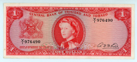 Trinidad and Tobago
Central Bank of Trinidad and Tobago
1 Dollar, 1964
S/N Y/1 976490
Signature of A. N. McLeod
Printer: BWC
Pick 26b

Good very fine....