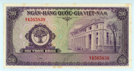 Vietnam (South)
Ngô Đình Diem
200 Dong, ND (1958)
S/N YA565838
Printer: ABNC
Pick 7

Extremely fine, light stains and pinholes.


From the “Yankee” Co...