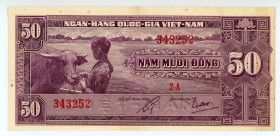 Vietnam (South)
Ngô Đình Diem
50 Dong, ND (1956)
S/N 2-A 343252
Printer: Security Banknote Company (SBNC)
Pick 7

Good very fine.


From the “Yankee” ...