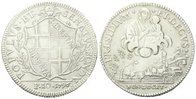 BOLOGNA
Governo Popolare, 1796-1797.
Scudo da 10 Paoli 1796.
Ag
gr. 28,82
Dr. POPVLVS • ET • - SENATVS • BONON •. Stemma sormontato da testa leon...