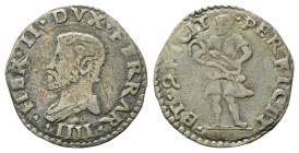 FERRARA
Ercole II d’Este, 1534-1559.
Muraiola.
Ag
gr. 1,56
Dr.▾ HER▾ II ▾DVX ▾FERRAR▾ IIII▾. Busto drappeggiato a s.
Rv. ▾PERFICIT - ▾ET▾9FICIT....