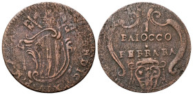 FERRARA
Benedetto XIV (Prospero Lorenzo Lambertini), 1740-1758.
Baiocco a. IX.
Æ
gr. 10,68
Dr. BENEDICT - XIV P M A [IX]. Stemma sagomato, con pu...