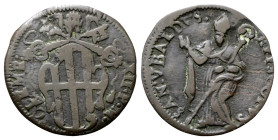 GUBBIO
Clemente XII (Lorenzo Corsini), 1730-1740. 
Quattrino.
Æ
gr. 2,41
Dr. CLEME• - XII• P• M•. Stemma sagomato sormontato da triregno e chiavi...