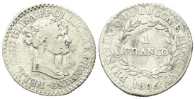 LUCCA E PIOMBINO
Felice e Elisa Baciocchi, 1805-1814.
1 Franco 1806.
Ag
gr. 4,88
Dr. FELICE ED ELISA P P•DI LUCCA E PIOMBINO•. Busti accollati a ...
