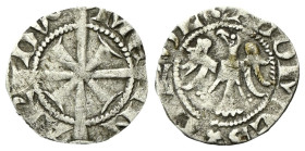 MERANO
Mainardo II Conte, 1271-1295.
Grosso Tirolino.
Ag
gr. 1,21
Dr. ME - IN - AR - DV’. Croce tirolina.
Rv. COMES (trifoglio) TIROL (trifoglio...