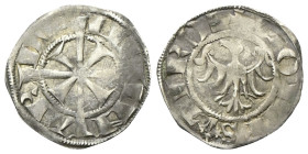 MERANO
Mainardo II Conte, 1271-1295.
Grosso Tirolino.
Ag
gr. 1,61
Dr. ME - IN - AR - DV’. Croce tirolina.
Rv. COMES (alberello) TIROL. Aquila ve...