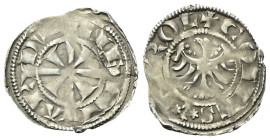 MERANO
Mainardo II Conte, 1271-1295.
Grosso Tirolino.
Ag
gr. 1,50
Dr. ME - IN - AR - DV’. Croce tirolina.
Rv. COMES (alberello) TIROL. Aquila ve...