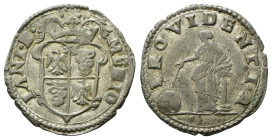 MILANO
Filippo II di Spagna Duca di Milano, 1556-1598.
Parpagliola.
Mi
gr. 2,76
Dr. MEDIO - LANI• D•. Stemma inquartato con aquila e biscia; sopr...