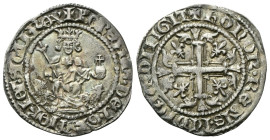 NAPOLI
Roberto d’Angiò, 1309-1343.
Gigliato.
Ag
gr. 4,00
Dr. ROBERTVS• DEI •GRA IERL’• ET •SICIL’•REX. Il re coronato seduto frontalemente, tra d...