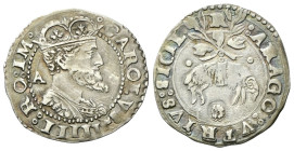 NAPOLI
Carlo V D’Asburgo, Re di Spagna, Sicilia, Napoli, 1516-1556, Imperatore, 1519-1556.
Carlino.
Ag
gr. 3,09
Dr. °CAROLVS (simbolo) IIIII: RO:...