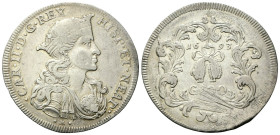 NAPOLI
Carlo II di Spagna, Re di Napoli e Sicilia, 1665-1700.
Ducato 1693 da 100 Grana.
Ag
gr. 21,68
Dr. CAR •II •D• G •REX• - HISP •ET• NEAP•. B...