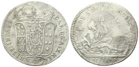 NAPOLI
Carlo di Borbone, 1734-1759.
Piastra da 120 Grana 1734 - I Tipo.
Ag
gr. 25,05
Dr. CAR: D: G: REX NEA• - HISP: INFANS & C:. Stemma coronato...