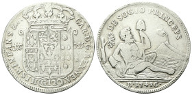 NAPOLI
Carlo di Borbone, 1734-1759.
Piastra da 120 Grana 1749 D G - III Tipo.
Ag
gr. 24,91
Dr. CAR: D: G: REX NEA• - HISP: INFANS & C:. Stemma co...