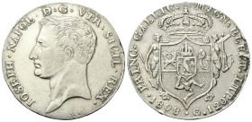NAPOLI
Giuseppe Napoleone Bonaparte, Re di Napoli, 1806-1808.
Piastra da 120 Grana 1808.
Ag
gr. 27,28
Dr. IOSEPH• NAPOL• D• G• VTR• SICIL• REX•. ...