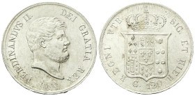 NAPOLI
Ferdinando II di Borbone, 1830-1859.
Piastra da 120 Grana 1856.
Ag
gr. 27,47
Dr. FERDINANDVS II• - DEI GRATIA REX. Testa barbuta a d.; sot...