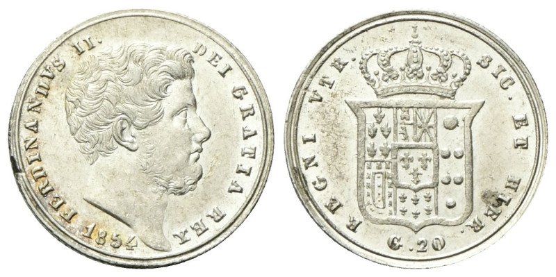 NAPOLI
Ferdinando II di Borbone, 1830-1859.
20 Grana o Tarì 1854.
Ag
gr. 4,5...