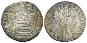 ROMA
Paolo IV (Gian Pietro Carafa), 1555-1559. 
Giulio.
Ag
gr. 3,01
Dr. •PAVLVS• IIII• - •PONT• MAX• - • - •. Stemma semiovale sormontato da trir...