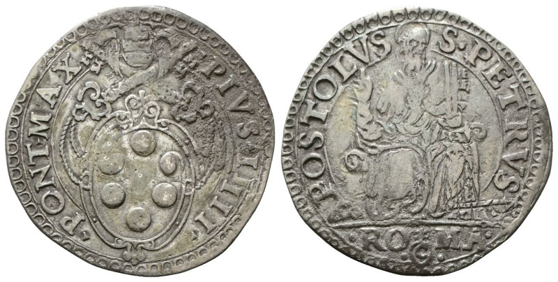 ROMA
Pio IV (Giovanni Angelo Medici), 1559-1565.
Testone.
Ag
gr. 9,22
Dr. P...