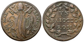 ROMA
Benedetto XIV (Prospero Lorenzo Lambertini), 1740-1758.
Baiocco.
Æ
gr. 11,30
Dr. BENED• XIV - PON • MAX•. Stemma sormontato da triregno e ch...