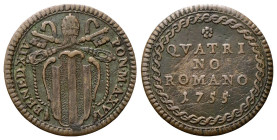 ROMA
Benedetto XIV (Prospero Lorenzo Lambertini), 1740-1758.
Quattrino 1755 a. XVI.
Æ
gr. 1,88
Dr. BENED• XIV - PON • M• A• XVI. Stemma sormontat...