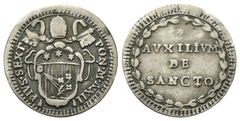 ROMA
Pio VI (Giannangelo Braschi), 1775-1799.
Grosso a. XII.
Ag
gr. 1,26
Dr...