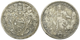 ROMA
Pio VI (Giannangelo Braschi), 1775-1799.
Mezzo Scudo 1778 a. IV.
Ag
gr. 13,02
Dr. PIVS• SEXTVS - PONT •M •A •IV•. Stemma ovale sormontato da...
