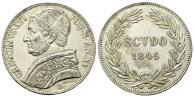 ROMA
Gregorio XVI (Bartolomeo Alberto Cappellari), 1831-1846.
Scudo 1845 a. XV.
Ag
gr. 26,70
Dr. GREGORIVS•XVI - PON•MAX•A•XV. Busto a s. con zuc...