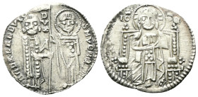 VENEZIA
Andrea Dandolo Doge LIV, 1343-1354.
Grosso
Ag
gr. 2,10
Dr. ANDR DANDVLO - •S•M•VENETI•. San Marco e il Doge, stanti e frontali, reggono e...