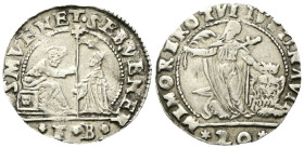 VENEZIA
Sebastiano Venier Doge LXXXVI, 1577-1578. 
20 Soldi con S. Giustina Sigle FB.
Ag
gr. 4,28
Dr. •SEB VENER - S M VENET. San Marco, seduto, ...