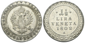 VENEZIA
Francesco I (II) d’Asburgo Lorena, Imperatore di Germania e Duca di Venezia, 1797-1805.
Una Lira e Mezzo 1802 zecca Vienna.
Mi
gr. 11,83
...