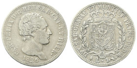 REGNO DI SARDEGNA
Carlo Felice, 1821-1831.
Lira 1826 Torino (L).
Ag
Dr. Testa del sovrano rivolta a d.
Rv. Scudo inquartato a forma di cuore e so...