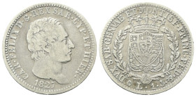 REGNO DI SARDEGNA
Carlo Felice, 1821-1831.
Lira 1827 Genova.
Ag
Dr. Testa del sovrano rivolta a d.
Rv. Scudo inquartato a forma di cuore e sormon...
