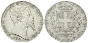 REGNO DI SARDEGNA
Vittorio Emanuele II, 1849-1861.
5 Lire 1861 Torino.
Ag
Dr. Testa del sovrano rivolta a d.
Rv. Stemma sabaudo crociato sormonta...