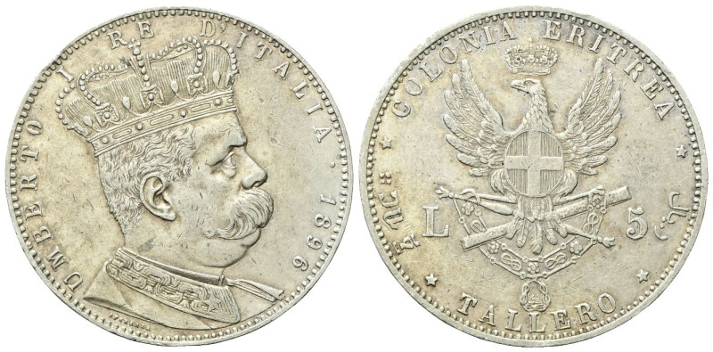 COLONIA ERITREA
Umberto I, 1890-1896.
5 Lire (Tallero) 1896 Roma.
Ag
gr. 27,...
