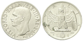 REGNO D’ITALIA
Vittorio Emanuele III, 1900-1943.
Lira 1936 a. XIV Roma, Impero.
Ni
Dr. Testa scoperta del sovrano, rivolta a s. 
Rv. Aquila ad al...
