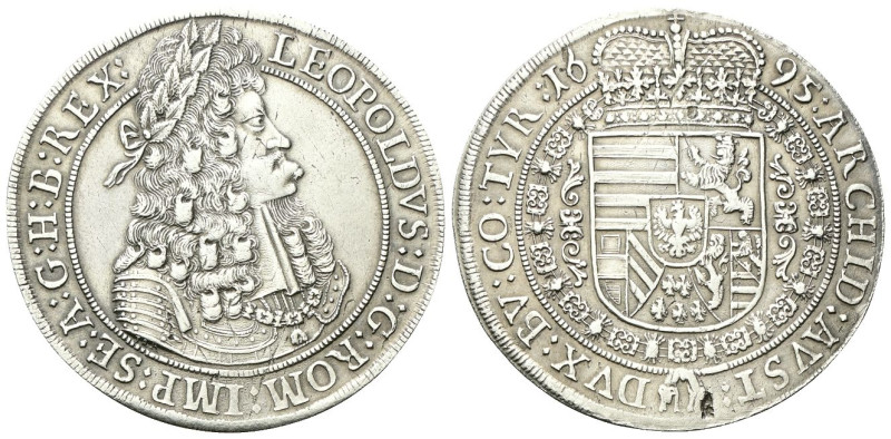 AUSTRIA
Leopoldo I, 1657-1705.
Tallero 1695, Hall.
Ag
gr. 31,38
Dr. LEOPOLD...