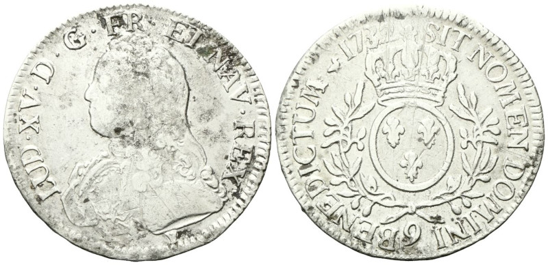 FRANCIA
Luigi XV di Borbone, 1715-1774.
Ecu aux branches d’olivier 1732 9, Ren...