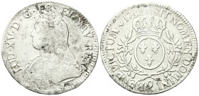 FRANCIA
Luigi XV di Borbone, 1715-1774.
Ecu aux branches d’olivier 1732 9, Rennes.
Ag
gr. 29,05
Dr. LUD •XV• D •G• FR• ET NAV• REX. Testa giovani...