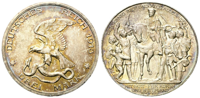 GERMANIA
Prussia. Wilhelm II, 1888-1918.
3 Marchi 1913 (Centenario della sconf...