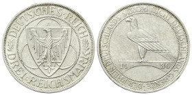 GERMANIA
Repubblica di Weimar, 1918-1933.
3 Reichsmark 1930 A.
Ag
Dr. Aquila con ali spiegate. 
Rv. Aquila verso s., su ponte.
KM# 70.
Non Comu...