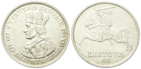 LITUANIA
Prima Repubblica, 1925-1938.
10 Litu 1936.
Ag
gr. 17,91
Dr. Busto coronato di Vytautas il Grande a s.
Rv. Stemma Nazionale.
KM#83
SPL