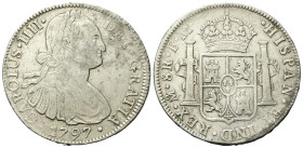 MESSICO
Carlo IV di Spagna, 1788-1808.
8 Reales 1797 FM.
Ag
gr. 26,79
Dr. Busto laureato e corazzato a d.
Rv. Stemma coronato tra due colonne.
...