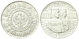POLONIA
Repubblica Popolare, 1945-1989. 
100 Zlotych 1966 Prova. 
Ag
gr. 20,05
Dr. POLSKA RZECZPOSPOLITA LUDOWA 1966. Aquila ad ali spiegate, att...