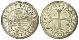 SVIZZERA
Cantone di Friburgo.
Batzen 1622.
Mi
gr. 2,25
Dr. +MONETA +FRIBURGENSIS. Torre; a d., aquila.
Rv. +SANCTVS NICOLAVS 1622. Croce.
KM#15...