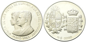 URUGUAY
Repubblica Orientale, dal 1830.
2000 Nuovi Pesos 1983.
Ag
gr. 65
Dr. VISITA DE LOS REYES DE ESPAÑA A LA R.O. DEL URUGUAY / MAYO 1983. Rit...