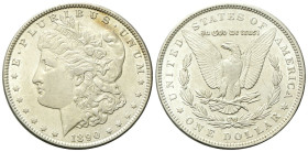 USA
Federazione.
Dollaro 1890, zecca di Philadelphia.
Ag
gr. 26,66
Dr. Testa muliebre diademata a s., con berretto frigio.
Rv. Aquila ad ali spi...