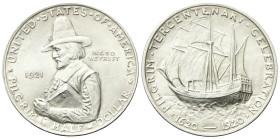USA
Confederazione.
Half Dollar 1921, Pilgrim Tercentenary.
Ag
Dr. William Bradford, governatore della colonia di Plymouth, tiene in mano una Bibb...